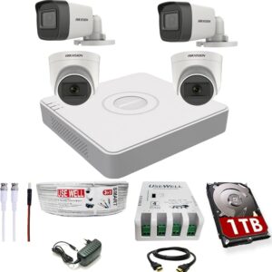 HIKVISION 4 Channel DVR with 5 MP 2 Dome & 2 Bullet Cameras with Audio Recording